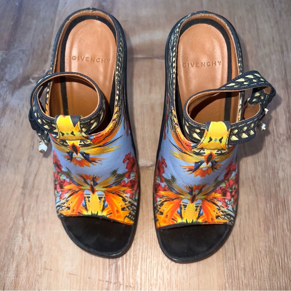 GIVENCHY Birds of Paradise Silk & Leather Stilletos - Picture 2 of 6